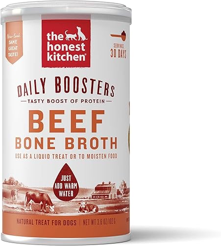 The Honest Kitchen Human Grade Daily Boosts Instant Beef Bone Broth with Turmeric for Dogs 3.6 Ounces