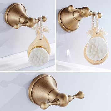 Flybath Towel Hook Brushed Brass Antique Coat Robe Hooks Wall Mounted