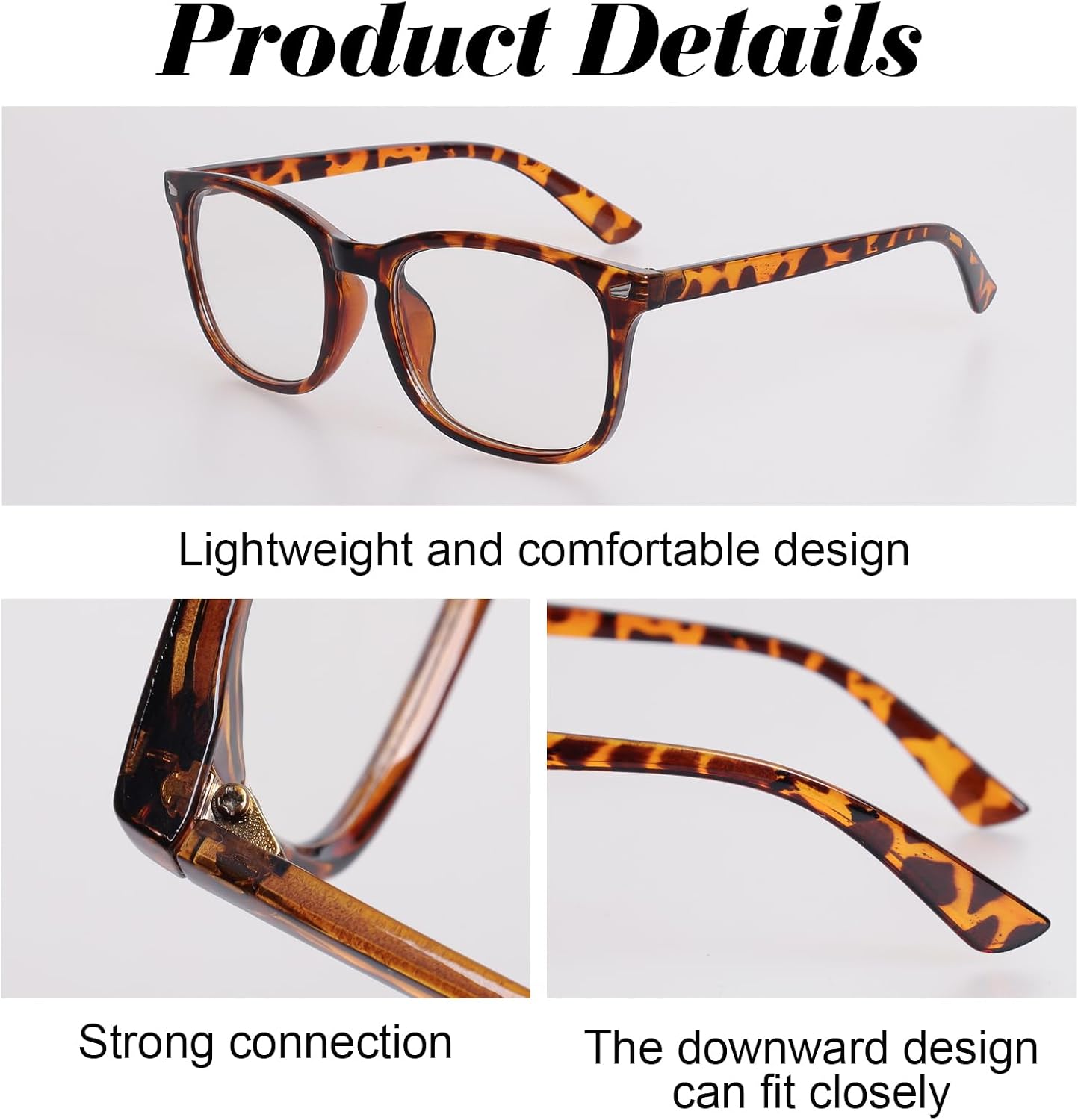 3 Pairs Unisex Square Framed Glasses Blue Light Blocking Eyeglasses Fake Glasses for Women Computer Reading Work