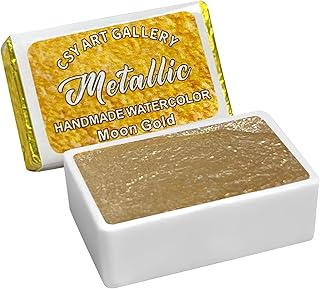 CSY art gallery Metallic Handmade Watercolor Paint Full Pans Moon Gold - Shimmer -Glitter-Metal Watercolors Choose Your Color