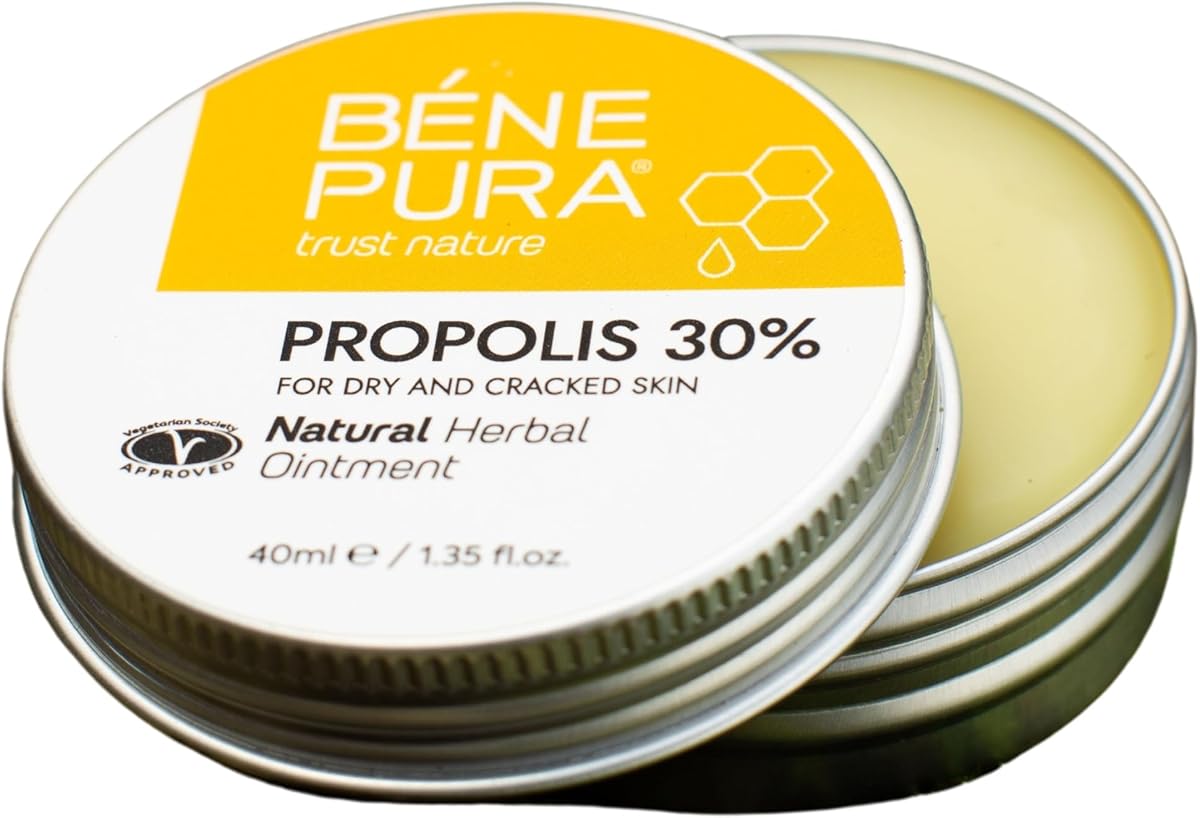BenePura Propolis Ointment - Natural Anti Itch Cream with 30% Propolis - Itch Relief for Humans, Rash Cream - Multipurpose Moisturizing Propolis Cream for Dry Skin and Cracked Heel Repair - 1.35fl. Oz