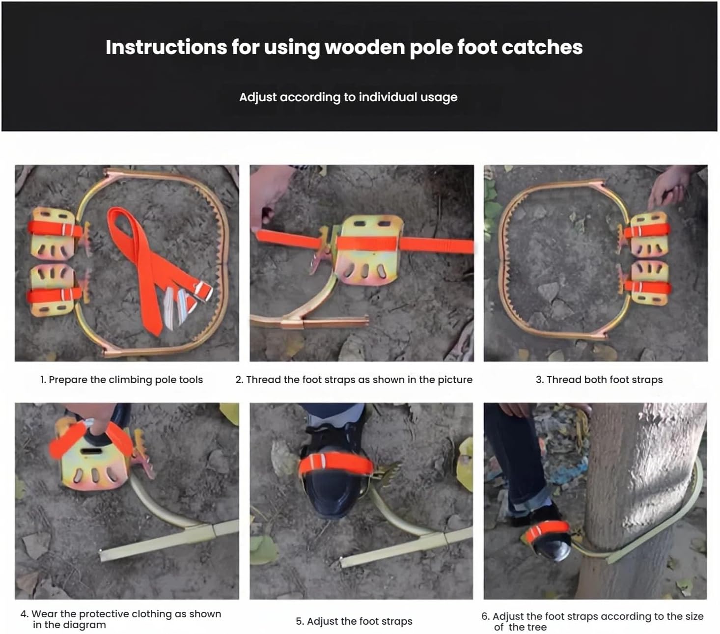 Portable Tree Climbing Spikes for Workers,Adjustable Pole Climbing Spikes with Foot Buckle,Non-Slip Tree Climbers Gear for Electricians