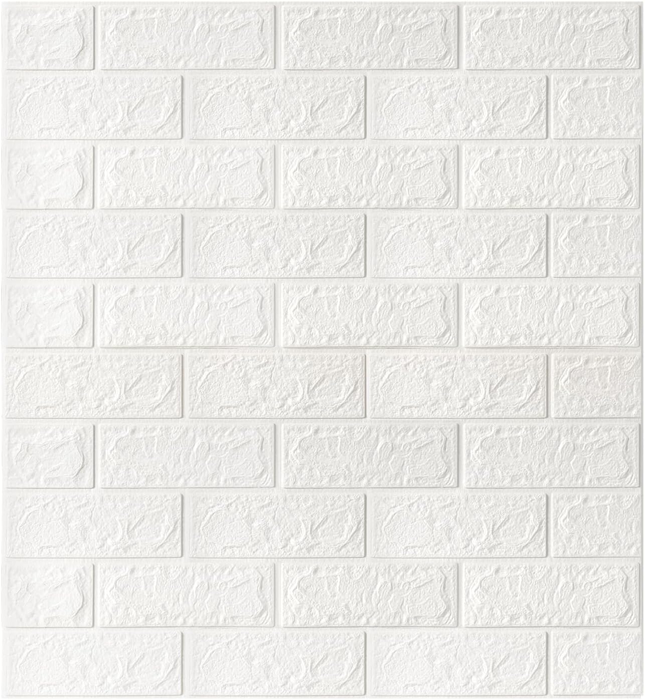 Trafagala 10pcs White Brick Wallpaper Wall Panels 70×77cm Brick Effect Wallpaper Self Adhesive DIY Wall Stickers Waterproof PE Foam Panel Wall Tiles for Bedroom Kitchen Living Room Bathroom Home