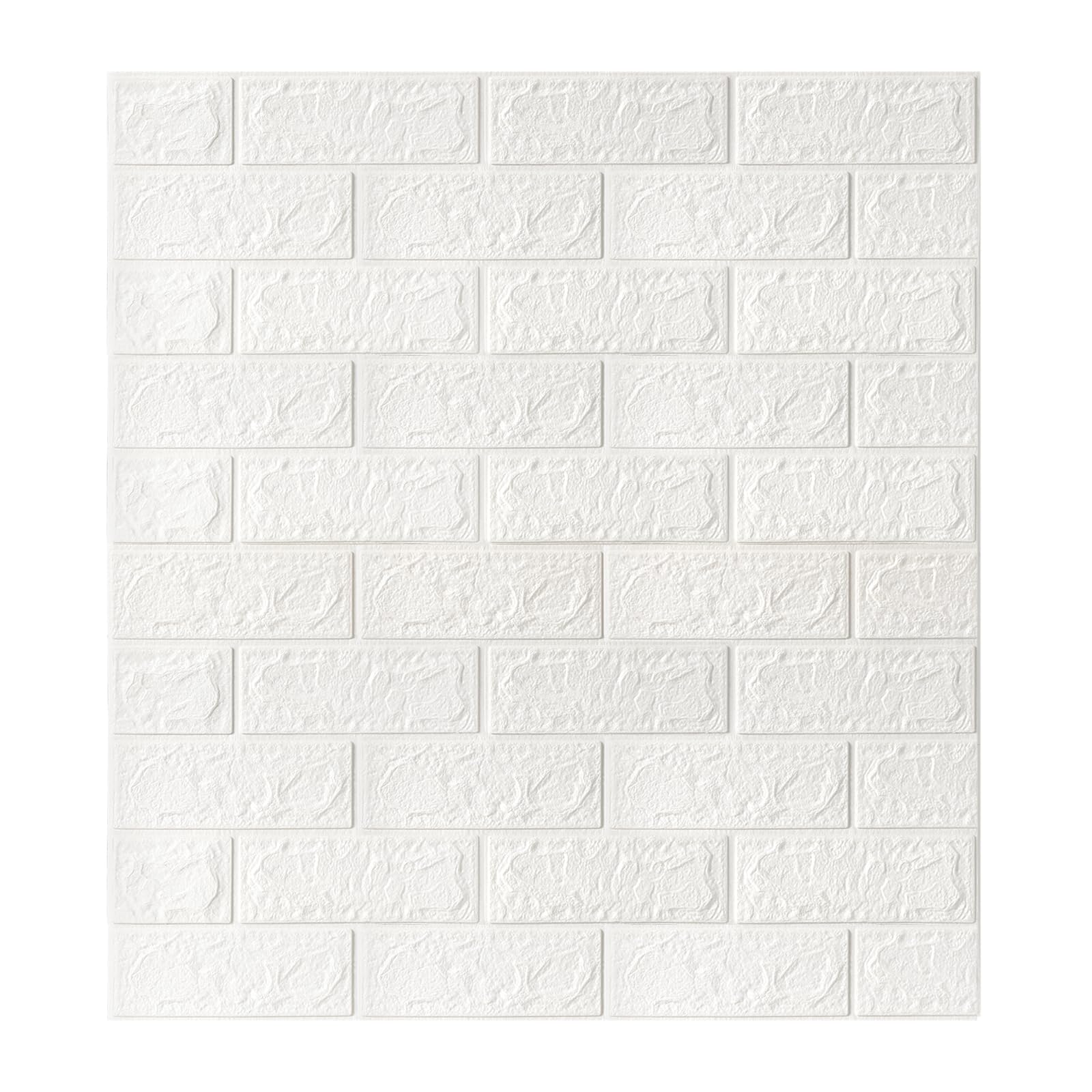 Trafagala 10pcs White Brick Wallpaper Wall Panels 70×77cm Brick Effect Wallpaper Self Adhesive DIY Wall Stickers Waterproof PE Foam Panel Wall Tiles for Bedroom Kitchen Living Room Bathroom Home
