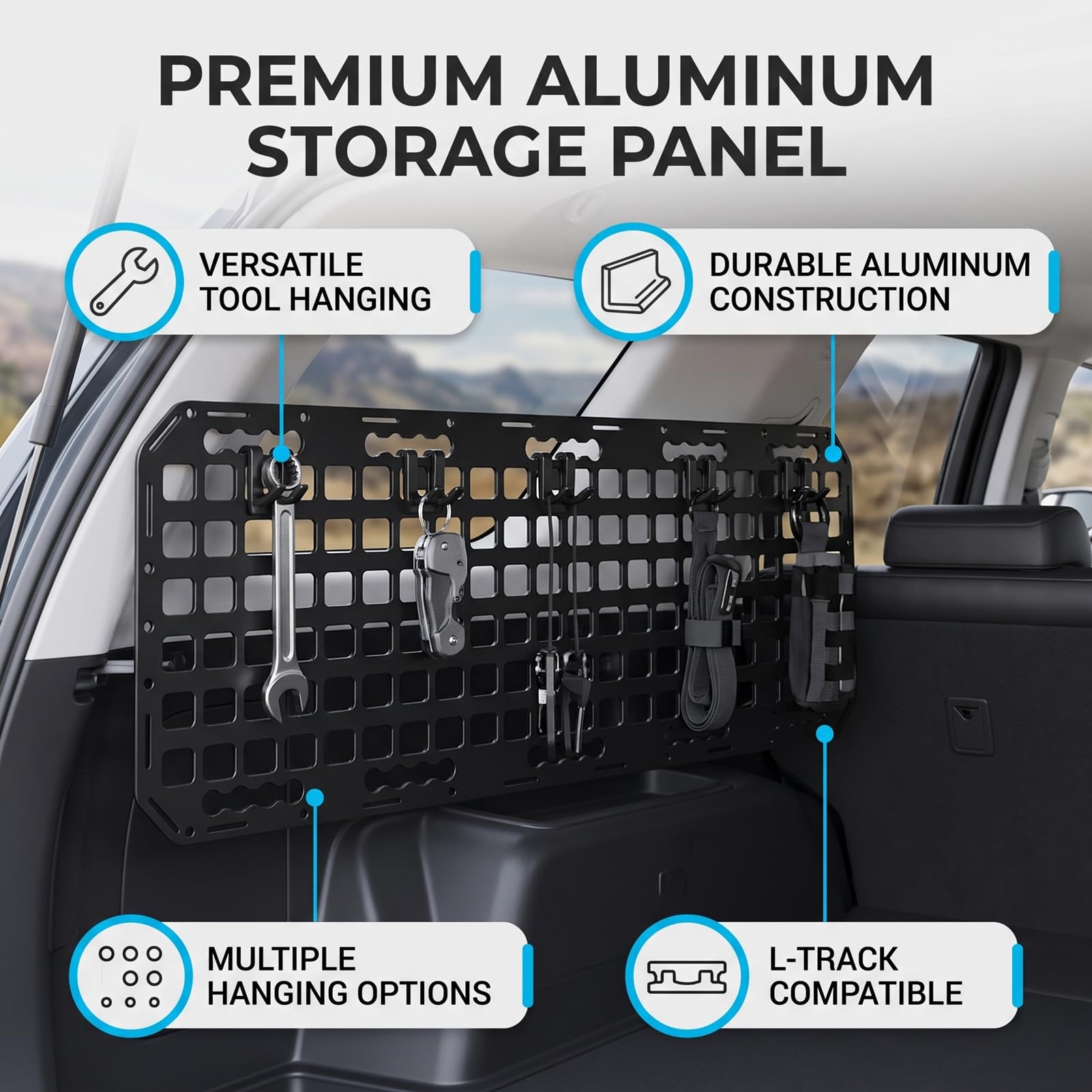 Akozon Pannello Molle per Pianale per Camion 13x35 Pollici Organizzatore