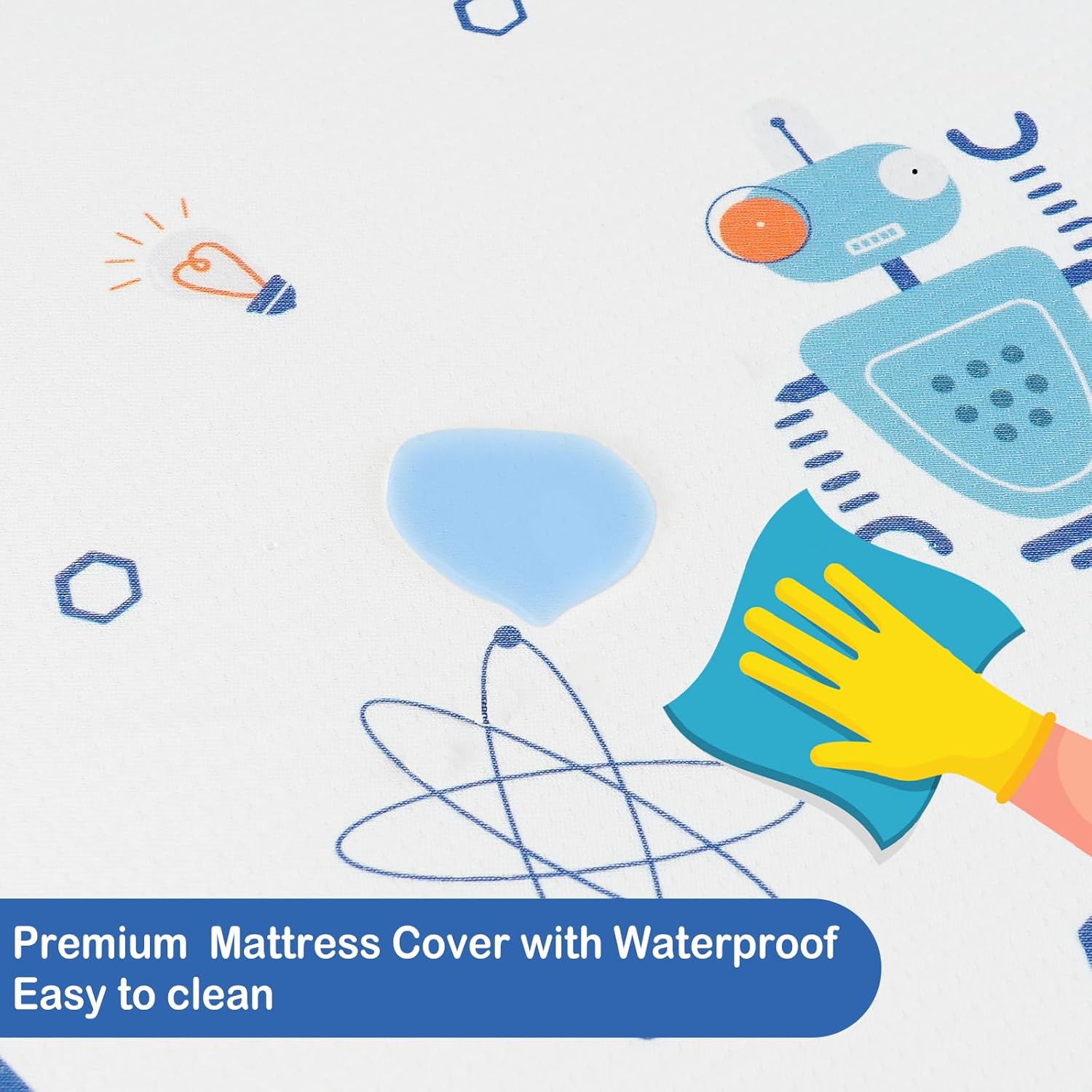 Viviland Toddler Mattress, 38" X 26" Pack N Play Mattress Premium Soft Foam Portable for Pack and Play Topper, Breathable, Comfortable and Stable, Robot Printed Mini Pad for Baby Mattresses - Image 4