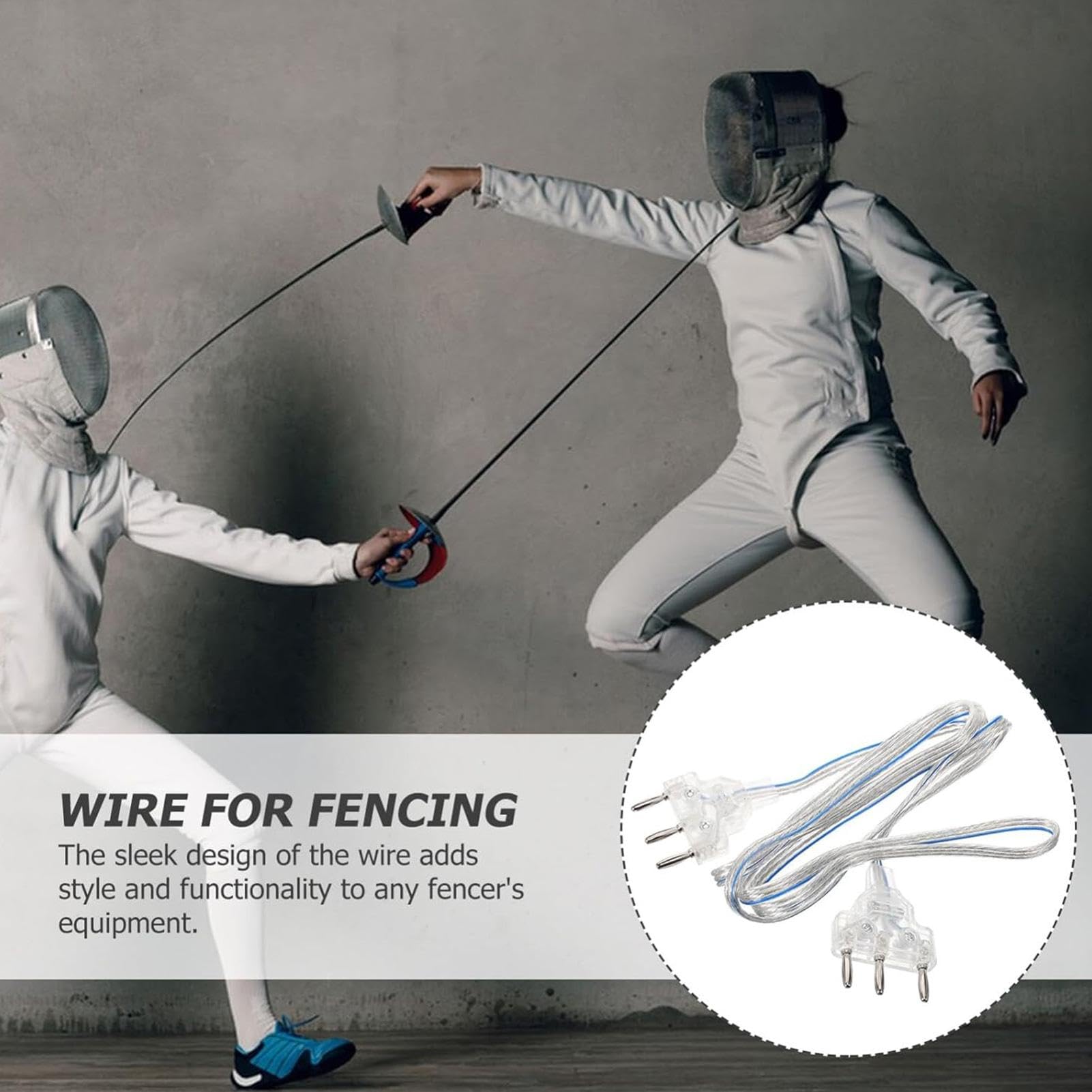 Kabel für manuelle Abschirmung – Stiftstecker leichtes Kabel für den Körper aus Edelstahl | für flexible Abschirmung mit Säbelschnur für Blume und Fechten