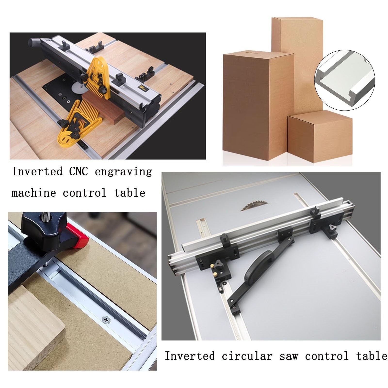 Due binari di guida con scanalatura a T da 20 cm e 122 cm con cursori, utilizzando scanalature a T in lega di alluminio for la guida(100cm(39.3inch))