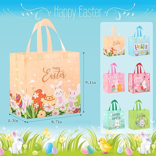 Miniatura 2 de duludulu 6 bolsas de Pascua, bolsas de regalo de Pascua, bolsas de caza de huevos de Pascua para niños, bolsas de Pascua con asas, bolsas de Pascua