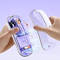Vista 8 de Elegante mouse inalámbrico magnético transparente, conectividad de 3 modos (Bluetooth dual + USB), ajuste DPI y acceso de escritorio con una tecla