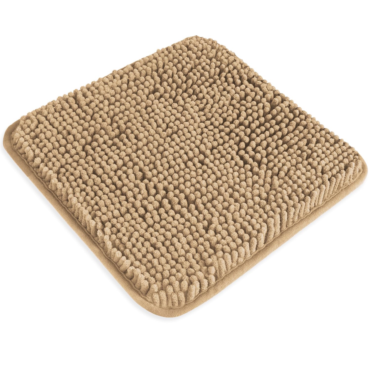 PureSwan Small Bathroom Rug 12"x12" – Washable and Absorbent Mini Bath Mat, Non Slip, Thick Soft Chenille Bath Rugs for Bathroom, Shower, Locker Rug(Beige)