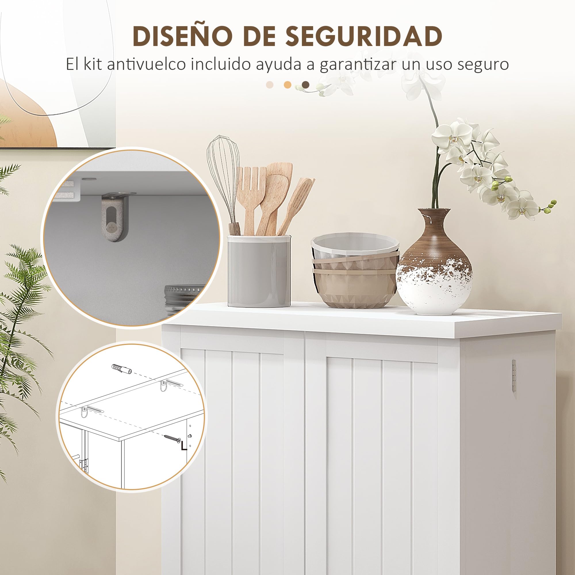 HOMCOM Armario de Cocina, Armario Despensa Cocina, con 2 Puertas, 16 Estantes, Alacena Moderna, con Estantes Ajustables, para Comedor, Salón, 60x30x104 cm, Blanco