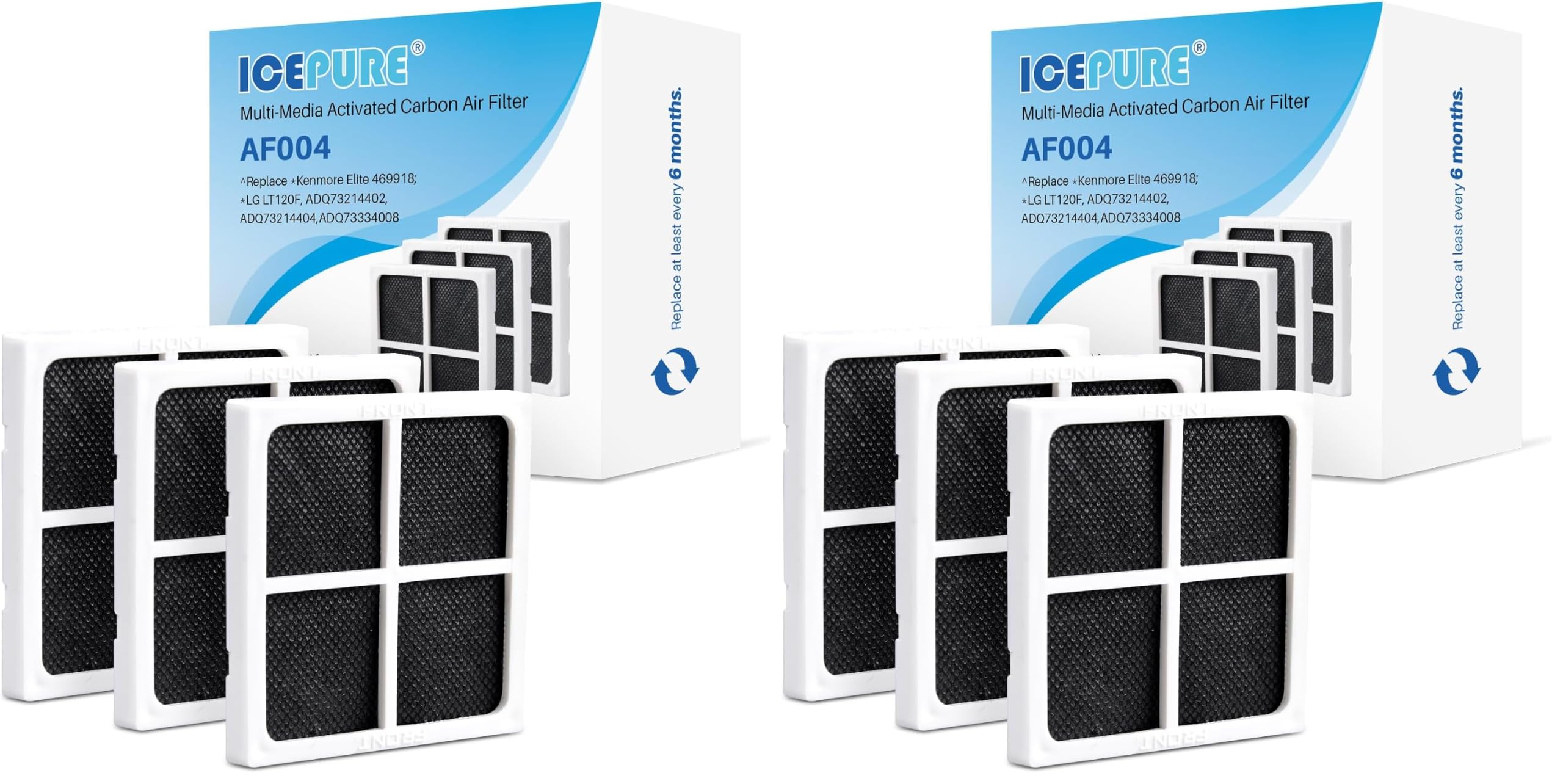 ICEPURE AF004 Refrigerator Air Filter Replacement for LG LT120F, Kenmore Elite 469918, 9918, 46-9918, ADQ73214402, ADQ73214403, ADQ73214404, ADQ73334008, 3PACK (Pack of 2)