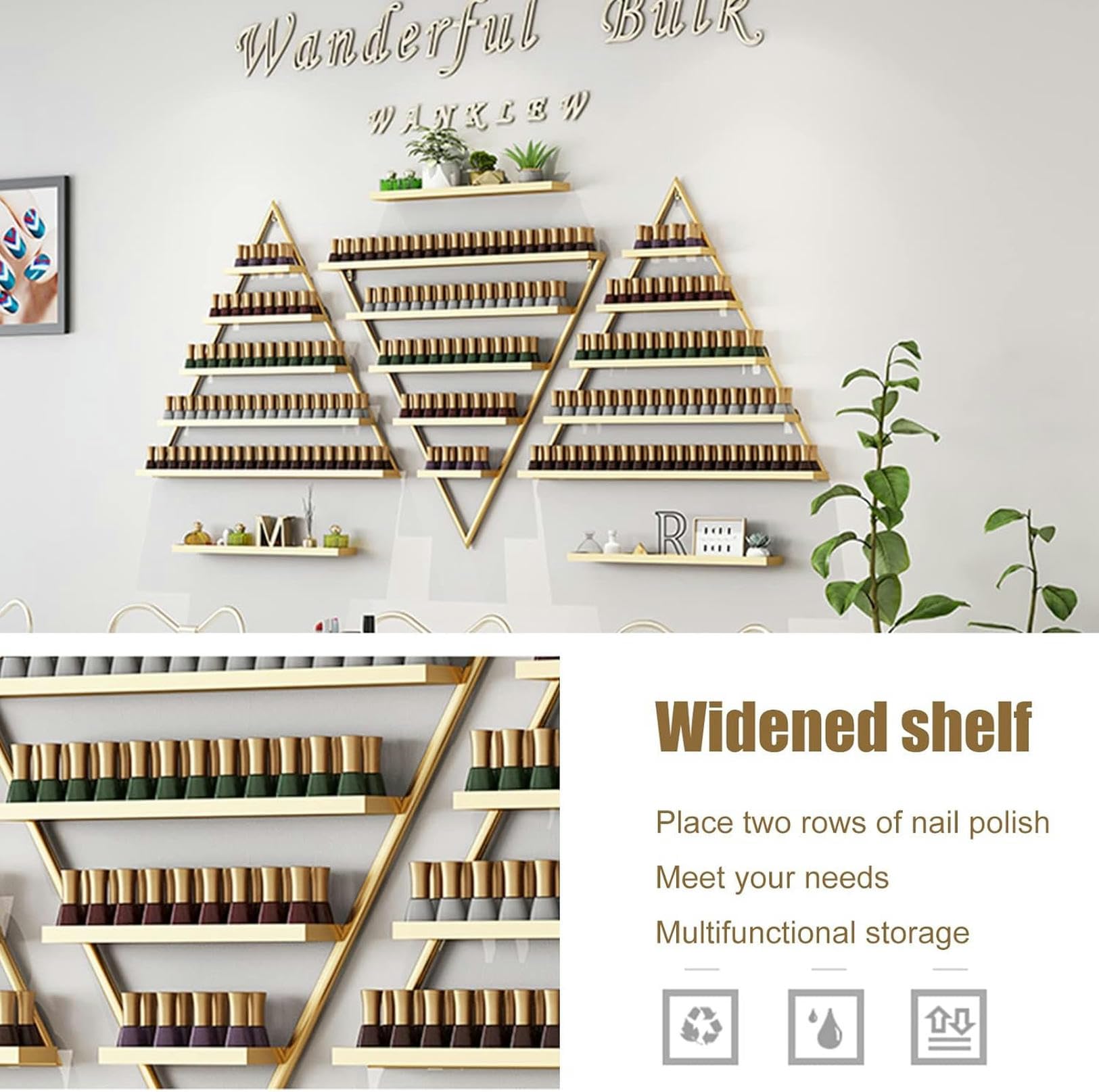 Portaoggetti da Parete per smalti e profumi, in Metallo, per Esposizione di Oli Essenziali, per casa, Salone, Spa, attività Commerciali (Rosa, 1 Pezzo (Confezione da 1))