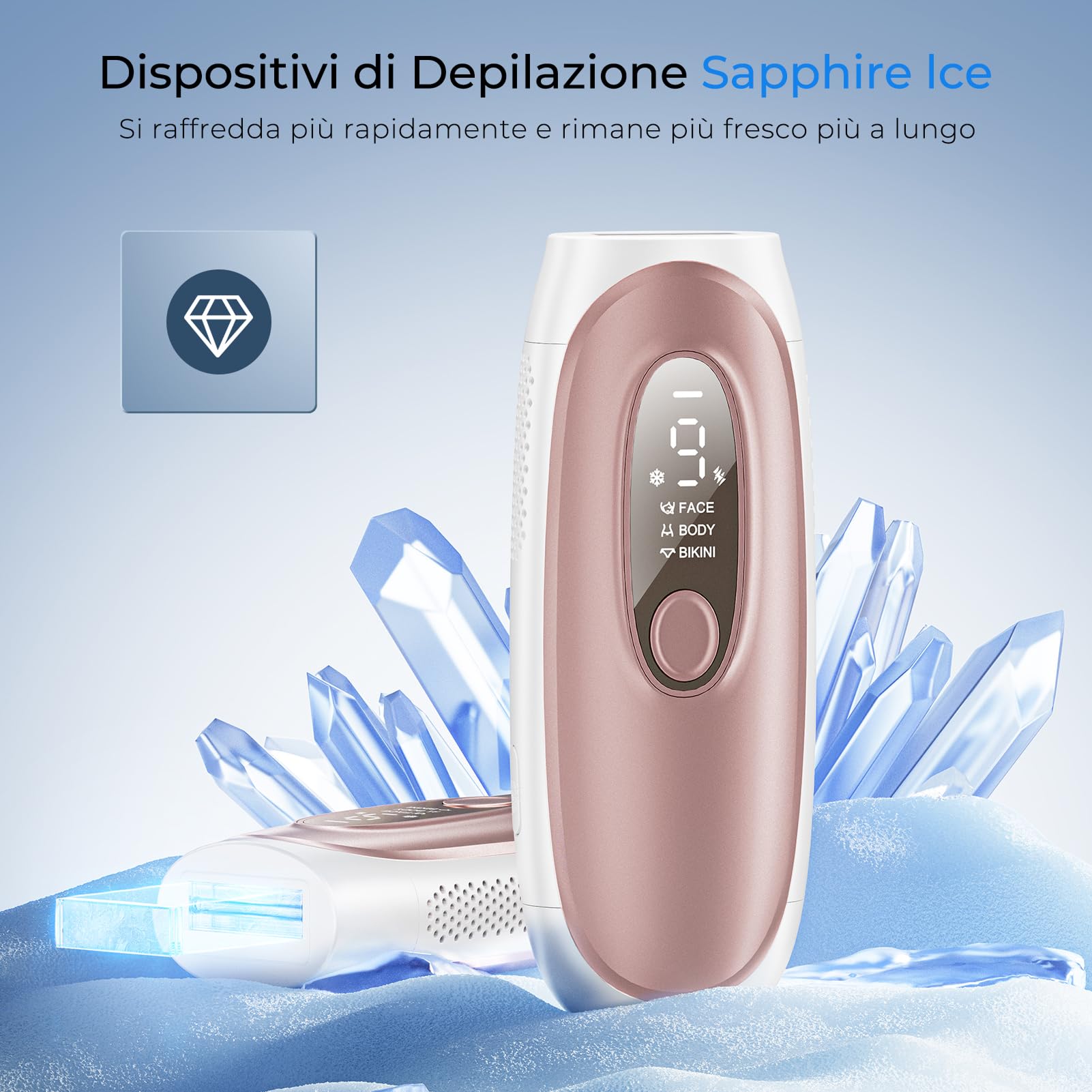 Epilatore Luce Pulsata Con Tecnologia Di Raffreddamento Zaffiro, Flash Illimitati Epilatore Laser, Modalità Automatica 9 Livelli Di Energia Luce Pulsata Ipl Per, Corpo, Ascelle, Bikini