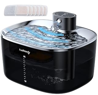 Cordless Cat Water Fountain for Drinking - 4L No Pump Easy to Clean, 4000mAh Battery Operated Pet Water Fountain for Cats Indoor with 6 Pack Filter, Stainless Steel Tray & Low Water/Power Remind - Amazon product rated Grade A
