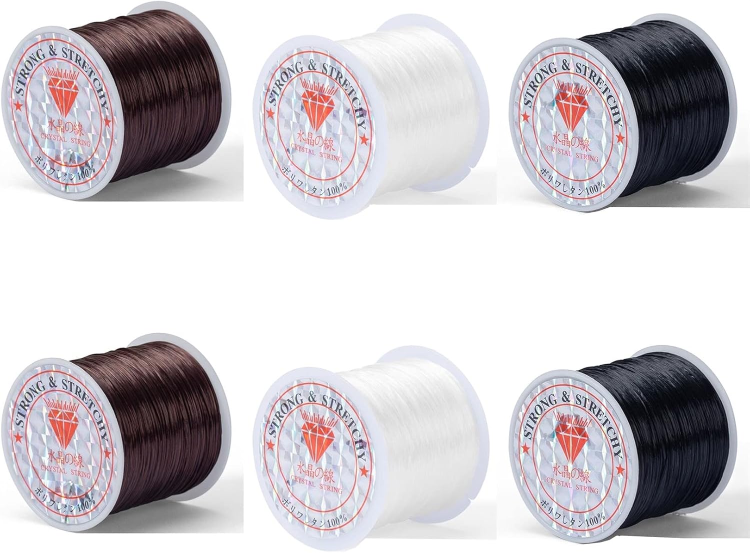 0.5mm 165ft/Roll - 3 Colors Stretchy Elastic Rope Cord Crystal String for Jewelry Making Black/ White/ Brown