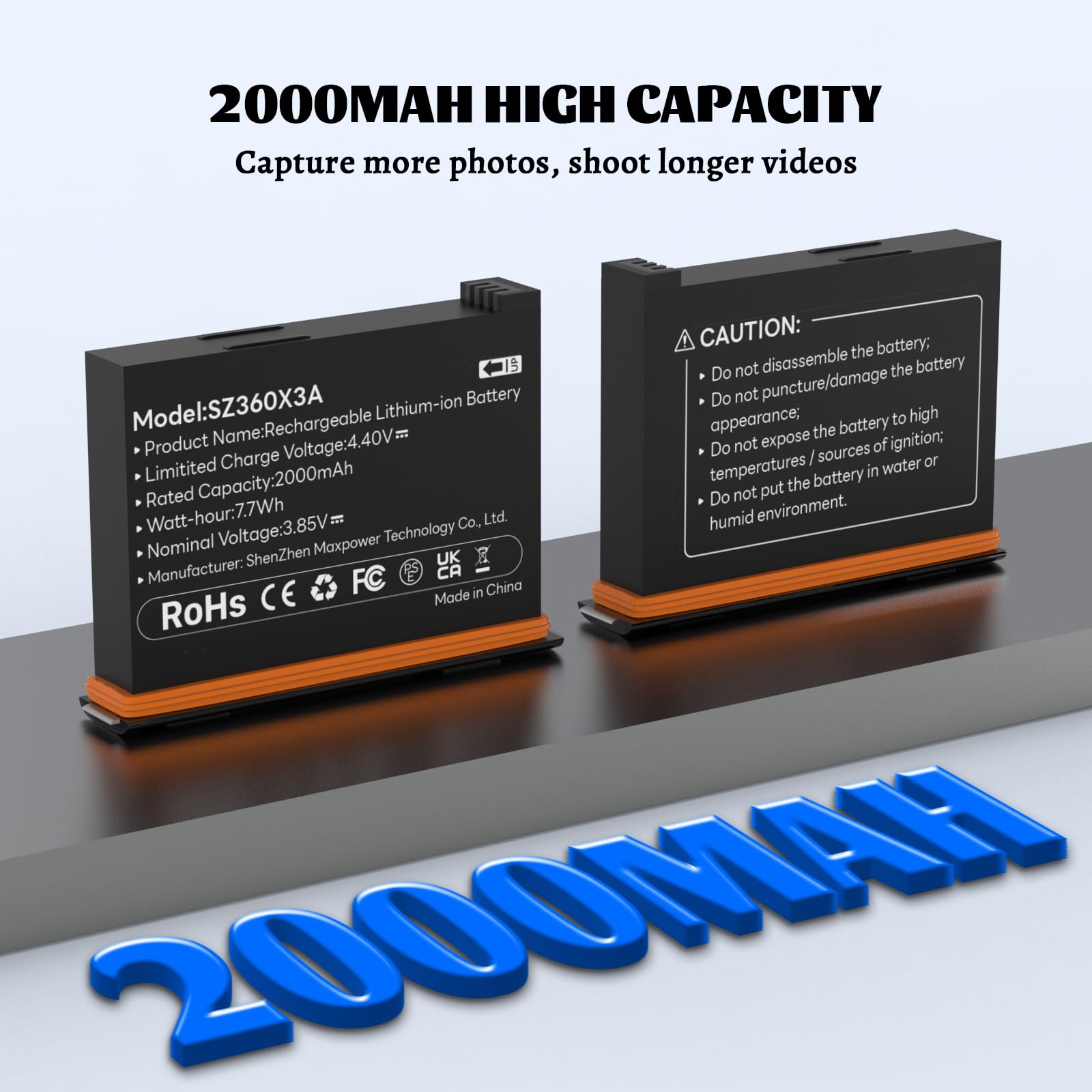 Amazon.co.jp: 2パック 2000mAh 大容量充電式バッテリー 高速充電器