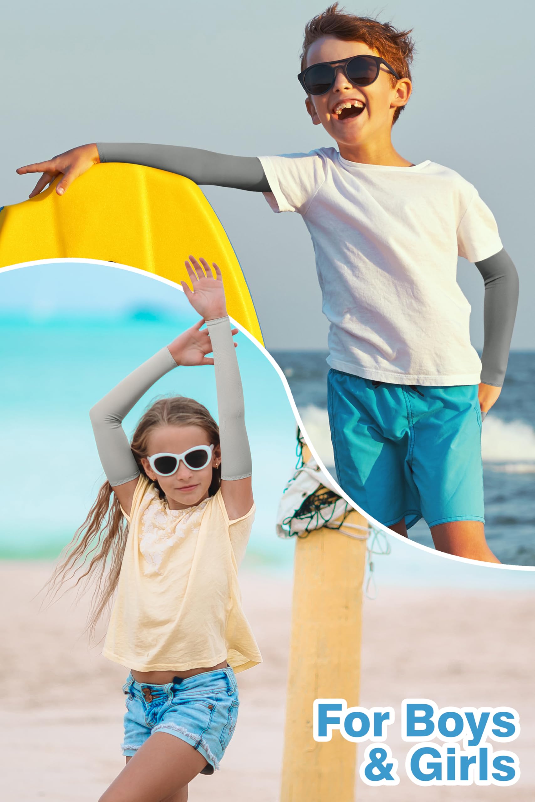 Cooraby 14 Paar Kinder-Armstulpen, Kompression, Jugendliche, Jungen, Mädchen, Baseball, Fußball, Sport, Sonnenschutz, kühlende Armabdeckung