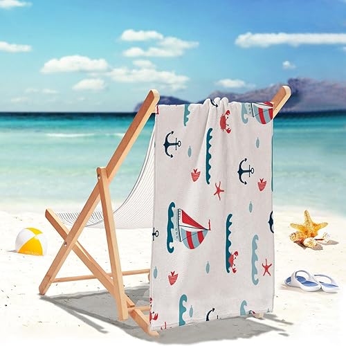 Miniatura 4 de SJJ Toalla de playa absorbente para niños, toallas de playa de microfibra para viajes, toalla de baño de secado rápido, toallas de piscina para