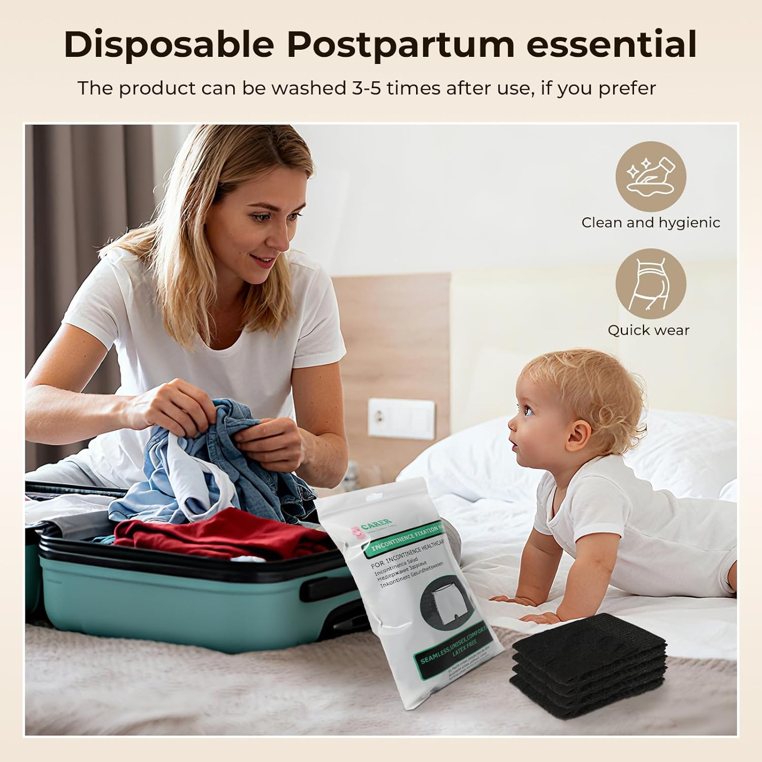 CARER Healthcare Incontinence Pregnancy 4 PCS Mesh Underwear Postpartum Must Have Hospital Provide High Waist Breathable Mesh Panties Great for Post-surgical and Postpartum Recovery Black - Image 4