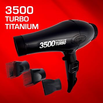 Red Pro Hair Dryer 3500W Turbo Titanium Blow Dryer with Detangler Comb, Fast Dry Smooth Hair, Multi Setting, Cool Shoot Button, Professional Salon Dryer