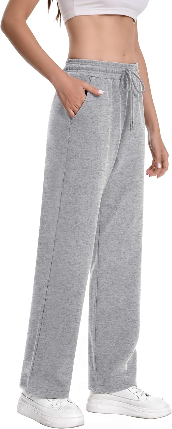YLDUJ AMUM Womens Straight Leg Sweatspants Cotton Baggy Running Yoga Pants Casual Sweat Pants with Pockets - Image 4