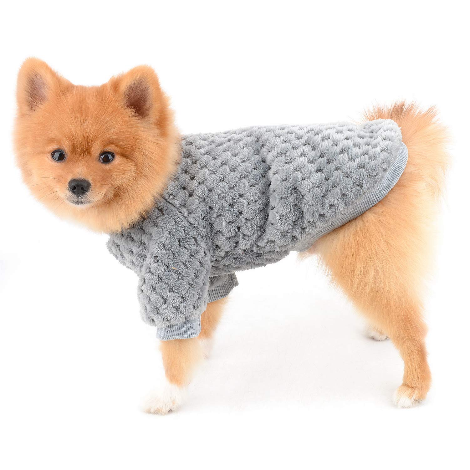 SELMAI Pullover Dog Sweater Soft Fluffy Fleece Winter Coat for Small Dogs Medium Cats Puppy Chihuahua Clothes Dachshund Pets Warm Outfit Solid Color Windproof Cold Weather Walking Outdoor Grey XL
