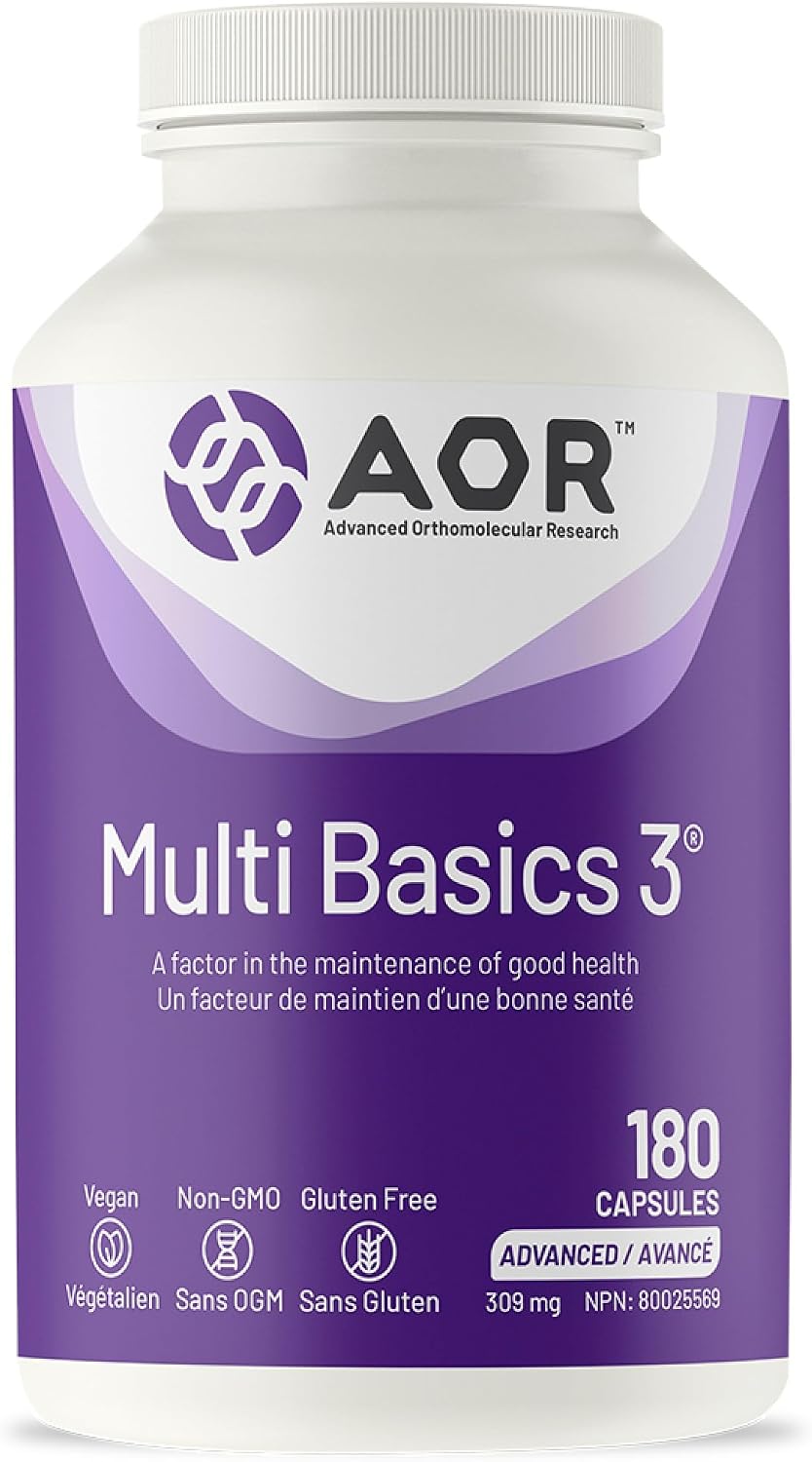 AOR Multi Basics 3 Multivitamin, Vitamin B Complex, Vitamin C, 180 Caps | Enhanced Absorption & Utilisation, A D3 E K2 & Minerals, 60-Day Supply, Adult Multi Vitamins Women and Men