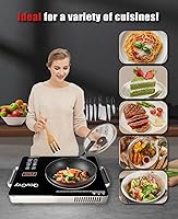 Vista 8 de Portable Infrared Burner 3500 Electri Burner with 3 Hours Timer-Electric Hot Plate Touch Control Panel Adjustable Heating Power Glass Plate Electric