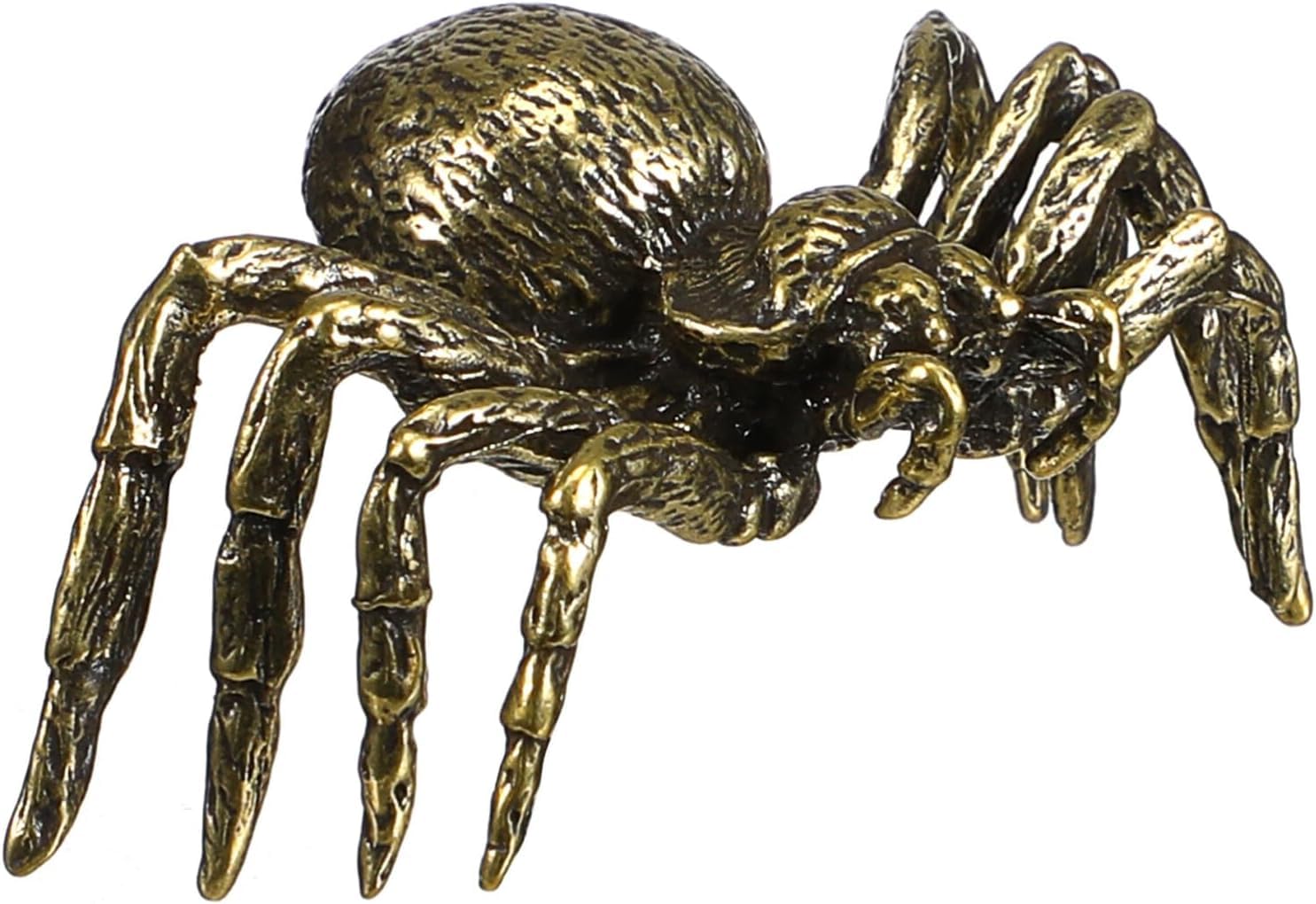Niltracy Brass Spider Figurine Japanese Style Fengshui Wealth Sculpture Lucky Statue Tea Pet Miniature Artware Collectible Figure for Home Office Zen Garden Ornament Golden