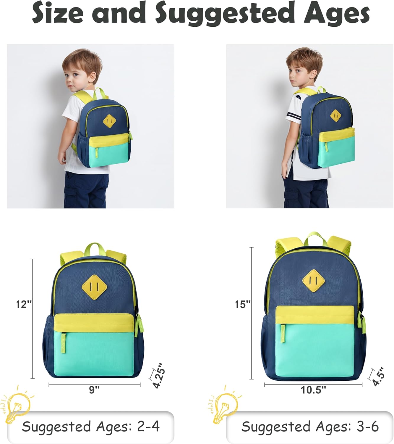 Toddler Mini Backpack for Boys Girls, Outdoor Lightweight Kindergarten Preschool Elementary School Backpack Bag for Little Kids Child,Travel & Everyday Use - Image 3