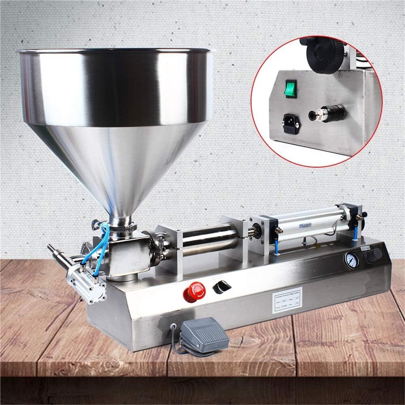 Riempitrice liquida 50-500ml, Riempitrice pneumatica a testa singola con tramoggia per creme, shampoo, cosmetici, produzione alimentare