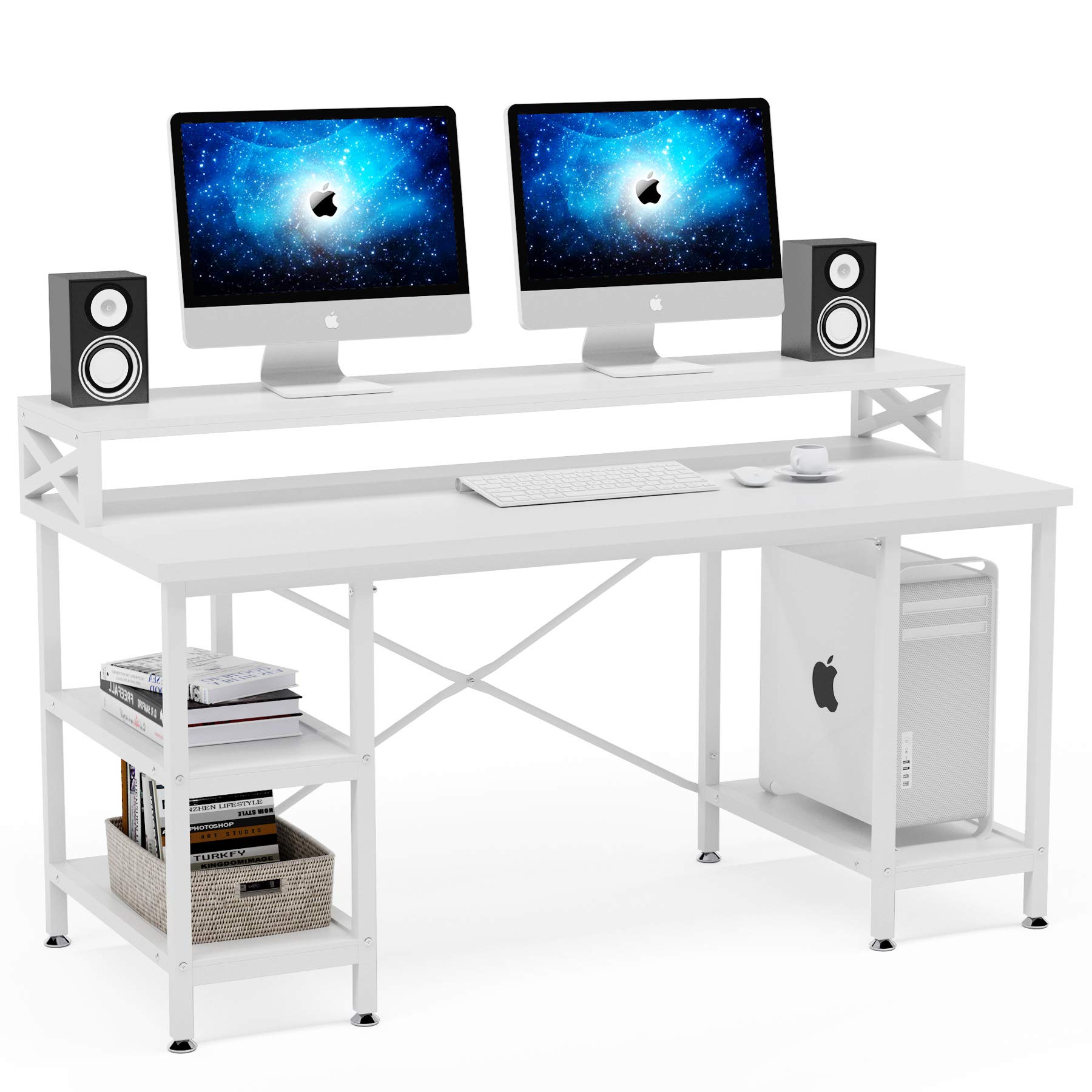 Tribesigns Computer Desk With Storage Shelves 55 Inch Large Modern ...