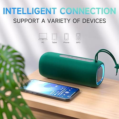 Miniatura 6 de Altavoz Bluetooth portátil, altavoz Bluetooth inalámbrico con sonido estéreo claro y fuerte, altavoces impermeables IPX5 con luces RGB, BT5.3, largo