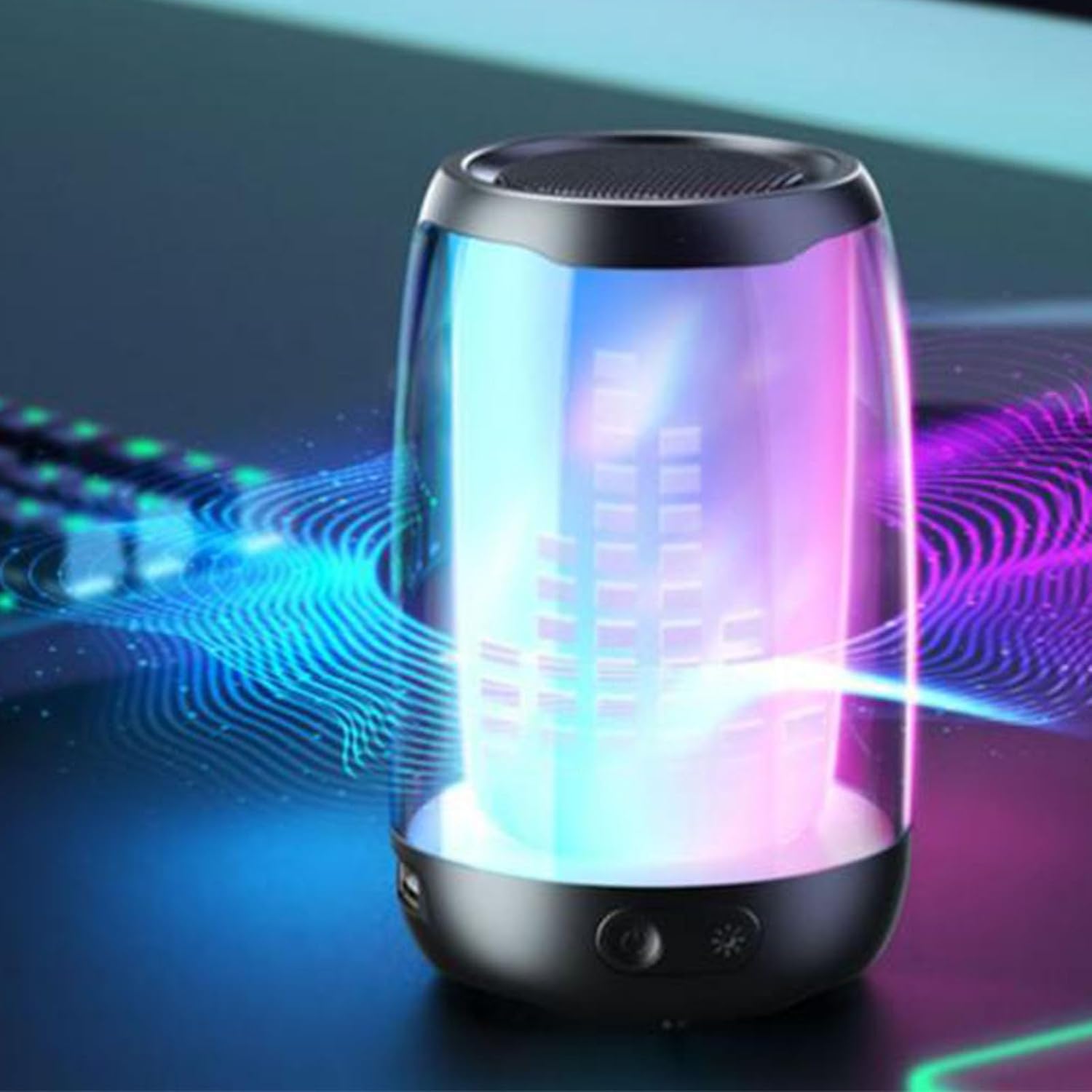Cuifati Portable Bluetooth Speakers with Night Light for Home Desktop Bedroom, Multifunction LED Dazzling Night Light Mini Bluetooth Speaker