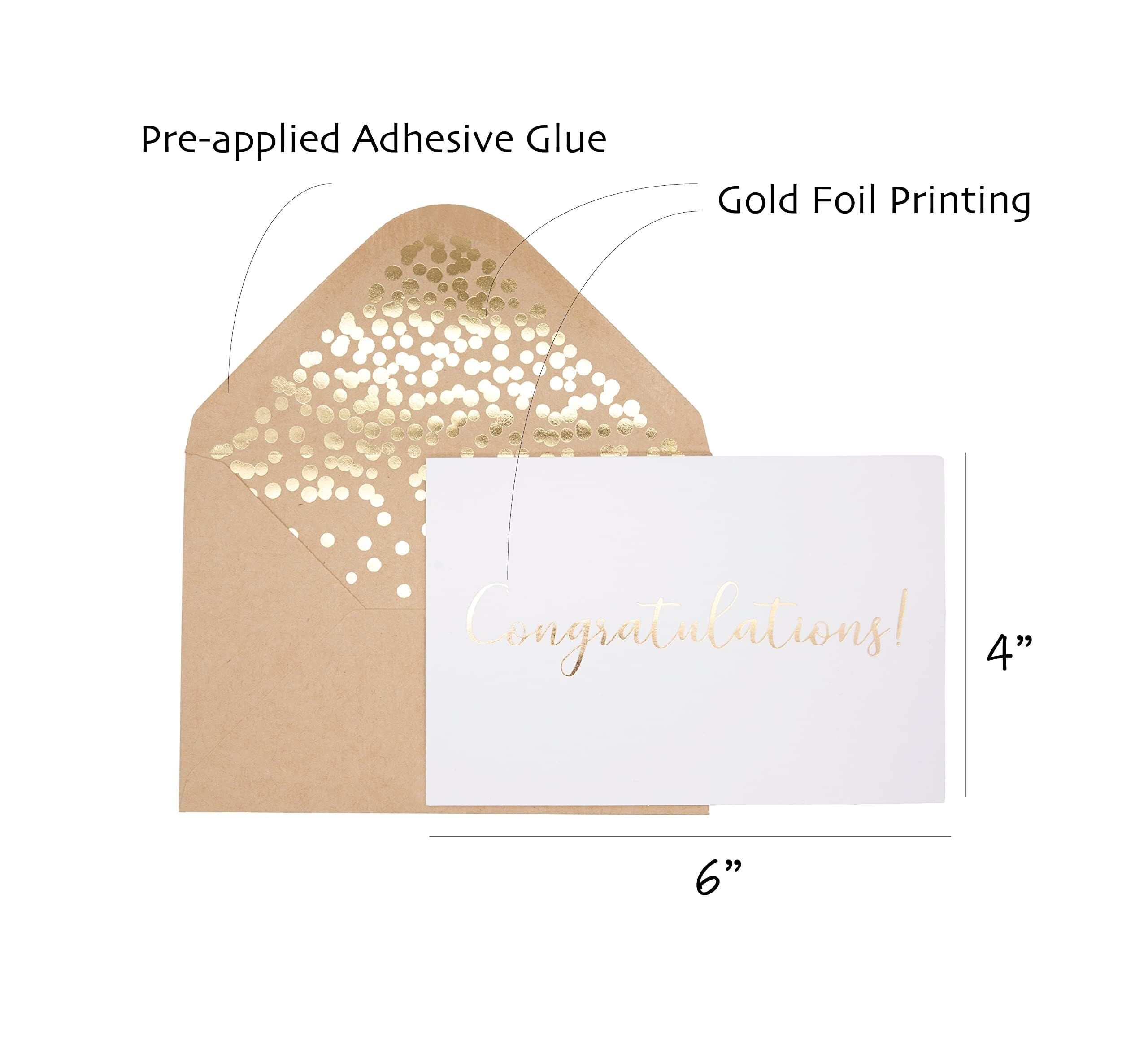 50er-Pack Glückwunschkarten – elegante Grußkarten mit „Congratulations“-Prägung in Goldfolienbuchstaben for Verlobung, Abschlussfeier, Hochzeit