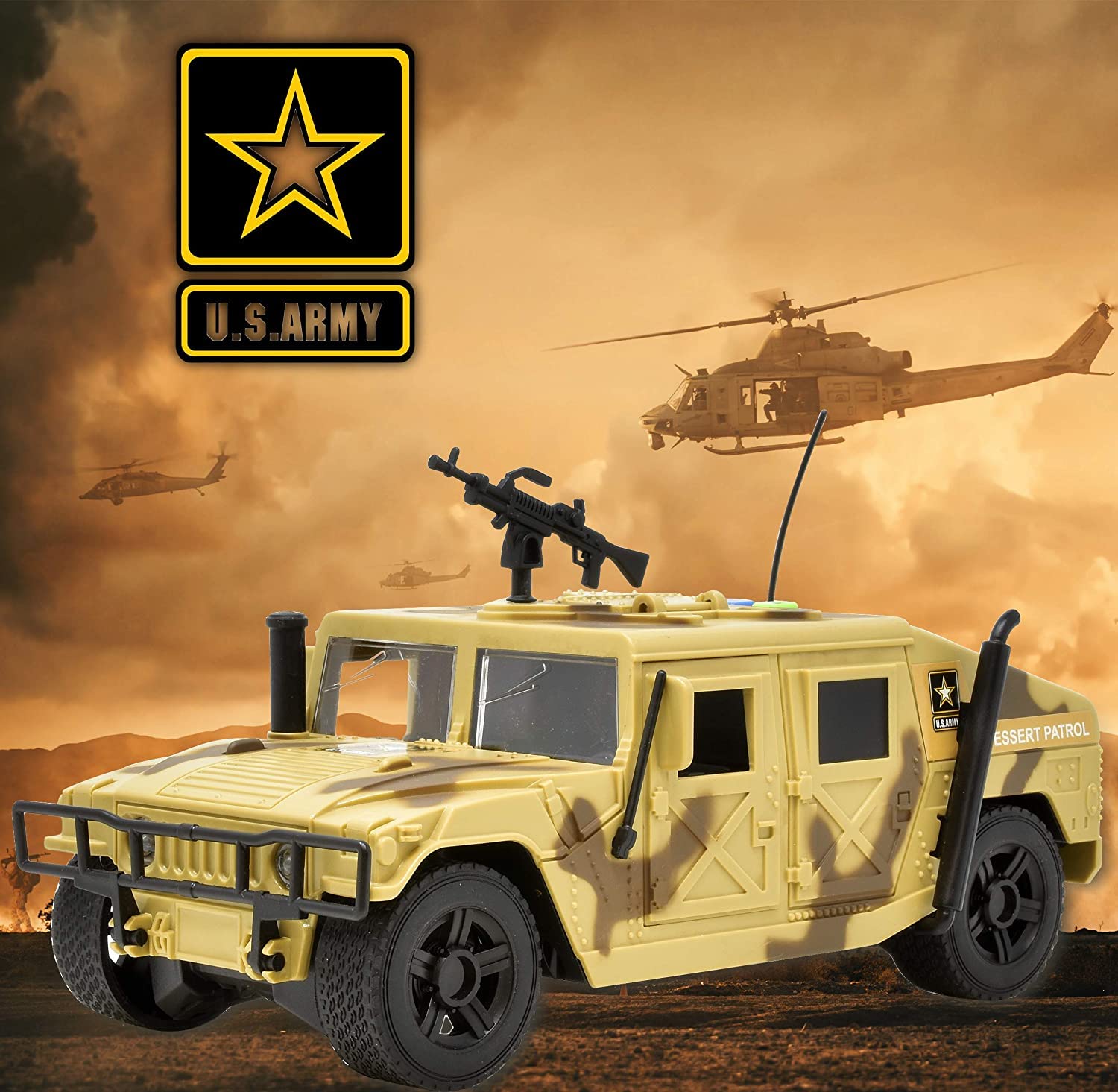 Amazon.com: Lollipop 美國陸軍摩擦動力軍用悍馬玩具,1:16 比例模型裝甲車,多功能車,附燈/聲音: 玩具和遊戲