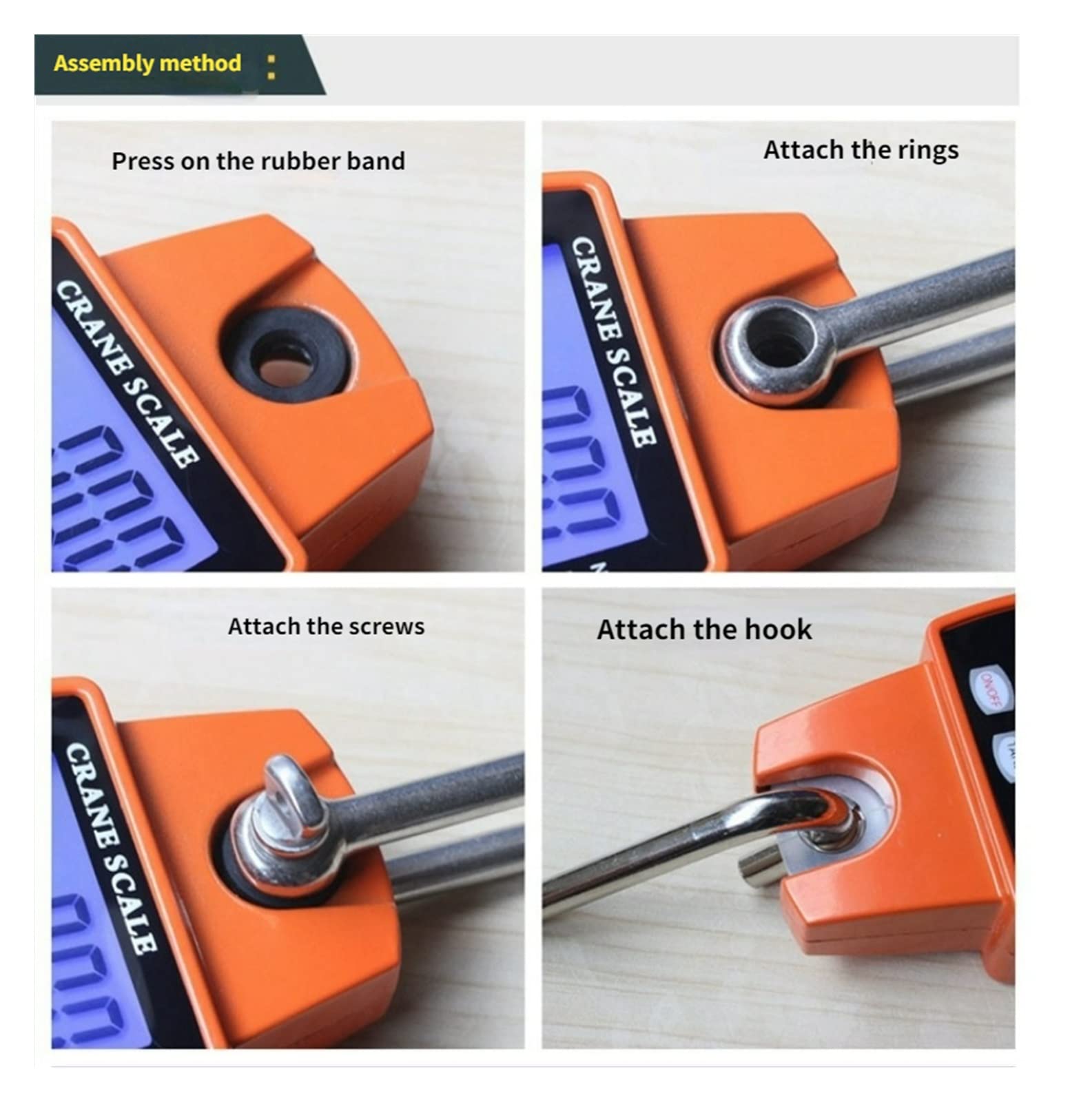 Cyfrowa waga dźwigowa, Waga dźwigowa 300kg Heavy Duty Hanging Hook Scales Przenośny cyfrowy hak ze stali nierdzewnej Mini LCD Cyfrowa waga wisząca(0-300kg)