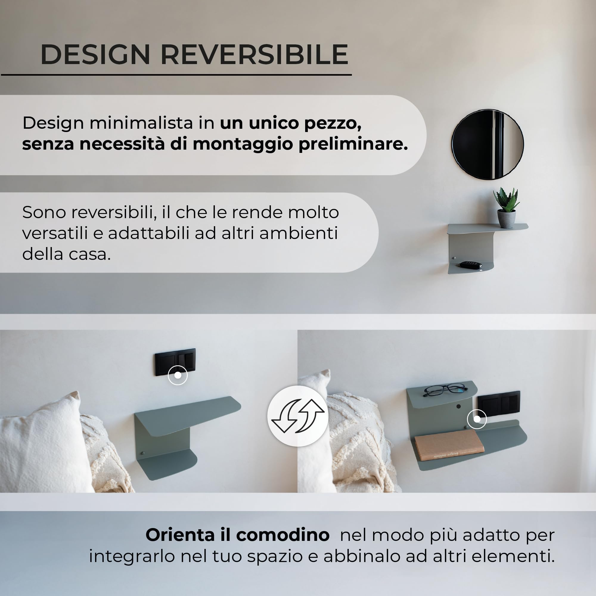 MILUKA Set 2 Comodini Camera da letto 40 x 20 cm | Comodino Sospeso con 2 Livelli | Comodino Bianco Ideali come Mensole da muro angolare e Consolle Ingresso (2, Bianco)