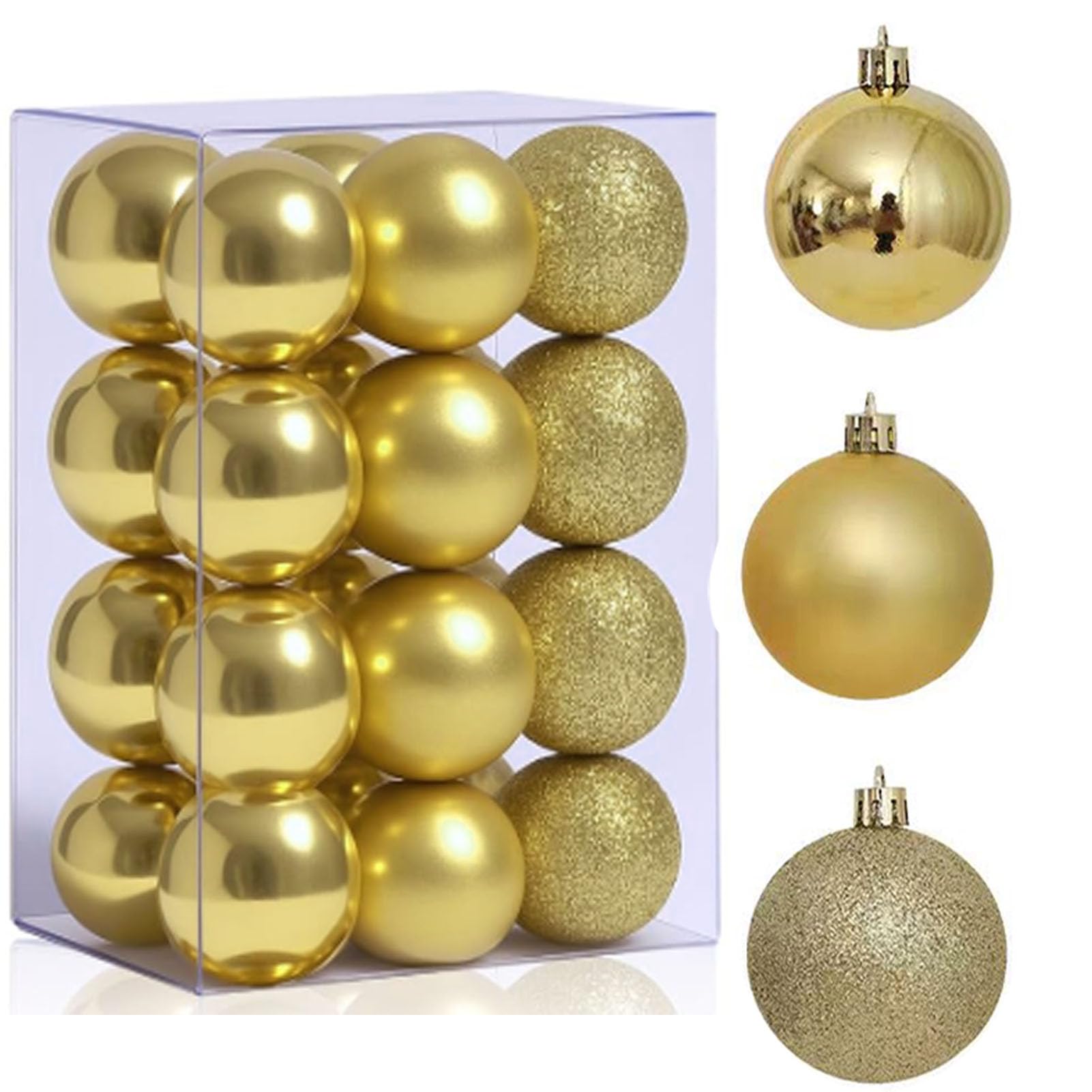 HongChelle 24 Pcs Small Christmas Tree Balls, Christmas Tree Pendants, 3 cm Champagne Gold Plastic Hanging Decorations, Seasonal Decor Perfect for Holiday Wedding Party