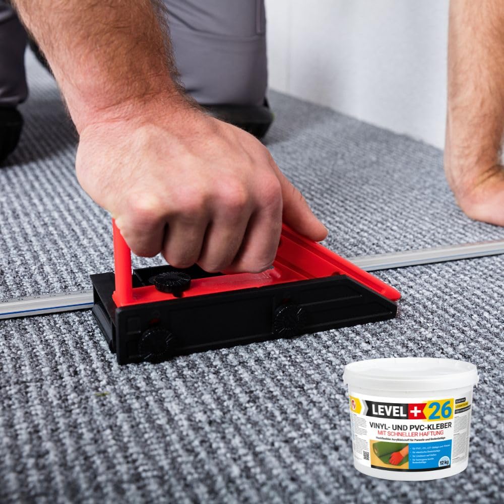 26 Vinylkleber PVC LVT CV Paneele Teppich 6kg Vinyl Fliesen Bodenbeläge Flex Klebstoff Bodenkleber Lösemittelfrei Schnelle Haftung + 2 St. Zahnspachtel Set
