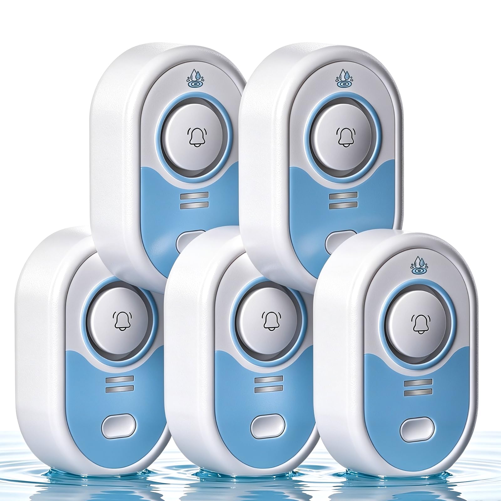 Water Leak Detector with Loud Alarm, 100dB Siren & LED Flash, Water Sensor Alarm for Home, Basement, Sump Pump, Kitchen, Bathroom, Water Heater, Indoor Outdoor 5-Pack