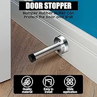 Vista 7 de Funrous Tope de puerta de acero inoxidable 304 resistente de 3.7 pulgadas con puntas de goma, protector de pared montado en la pared para Plateado