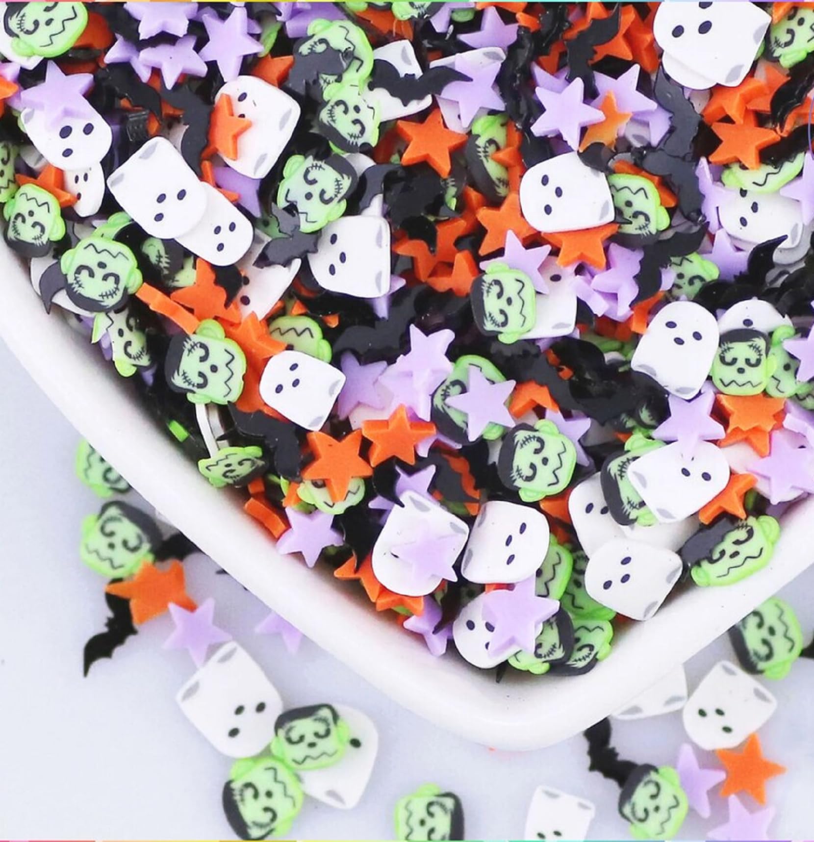 Halloween Polymer Clay, 5mm Ghost Mix, Witches Brew, Sprinkle, Polymer Clay Slices, Fake Bake Nail, Craft Ships, Mix, Orange, Star, Halloween, 25 Gram