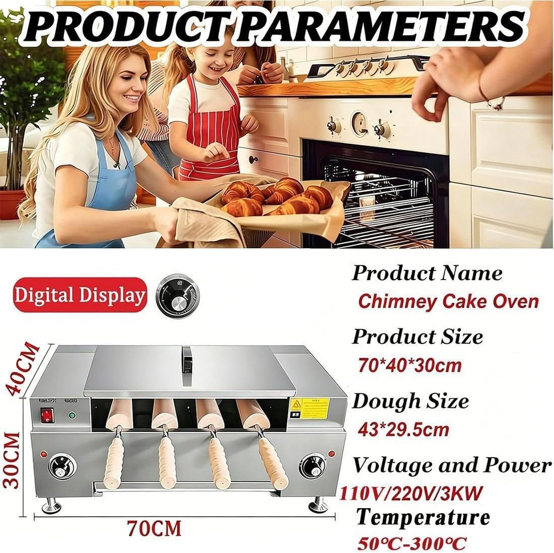Horno Comercial Tipo Chimenea,Parrilla Alta Resistencia Roll Grill,4/8 Rodillos Acero Inoxidable,50-300℃,para Equipos de repostería, Food Trucks y Snack Bars 4pcs