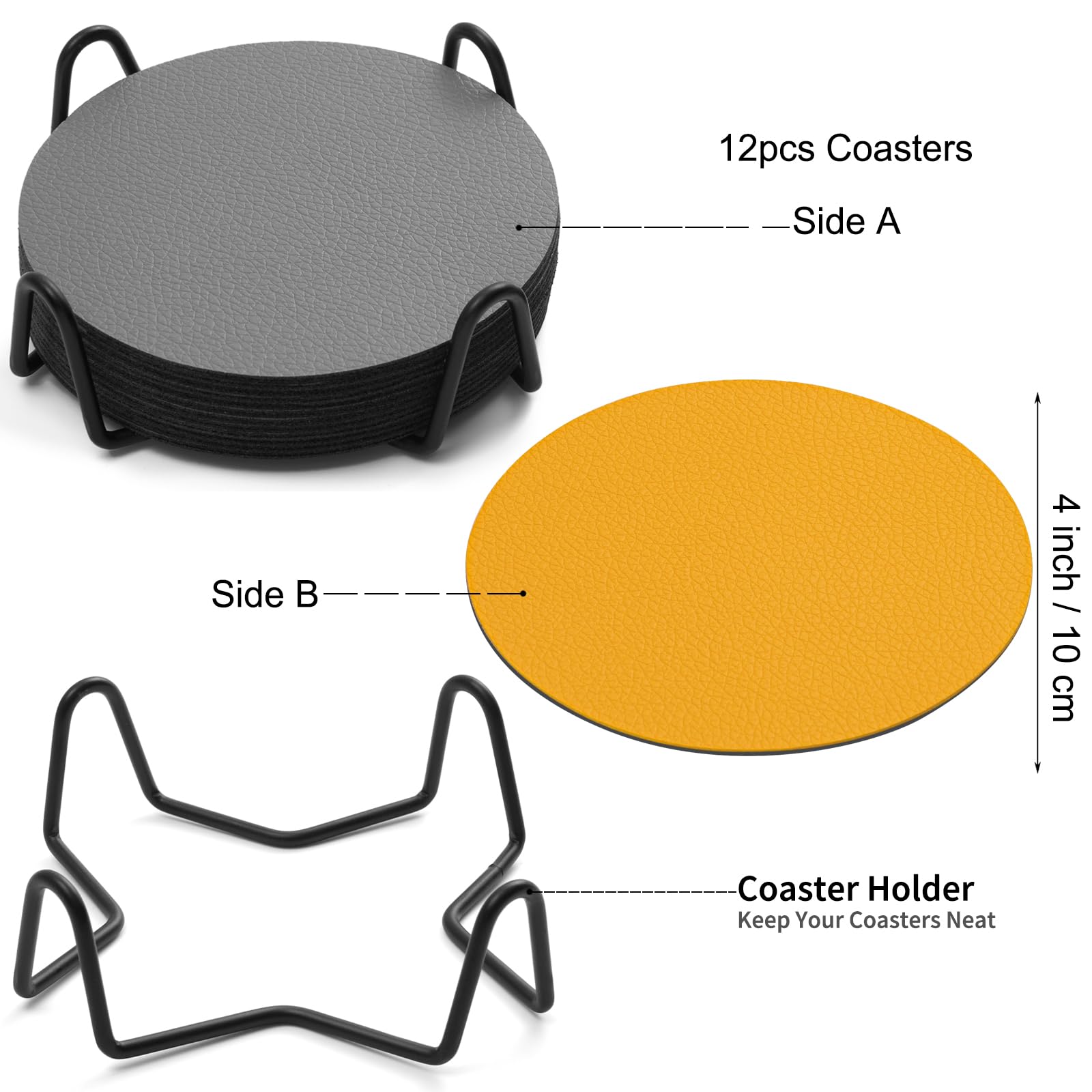 Sottobicchieri Antiscivolo Chitomars - Set Da 12, Rotondi, Bifacciali, Lavabili, Diametro 10cm - Foto 10