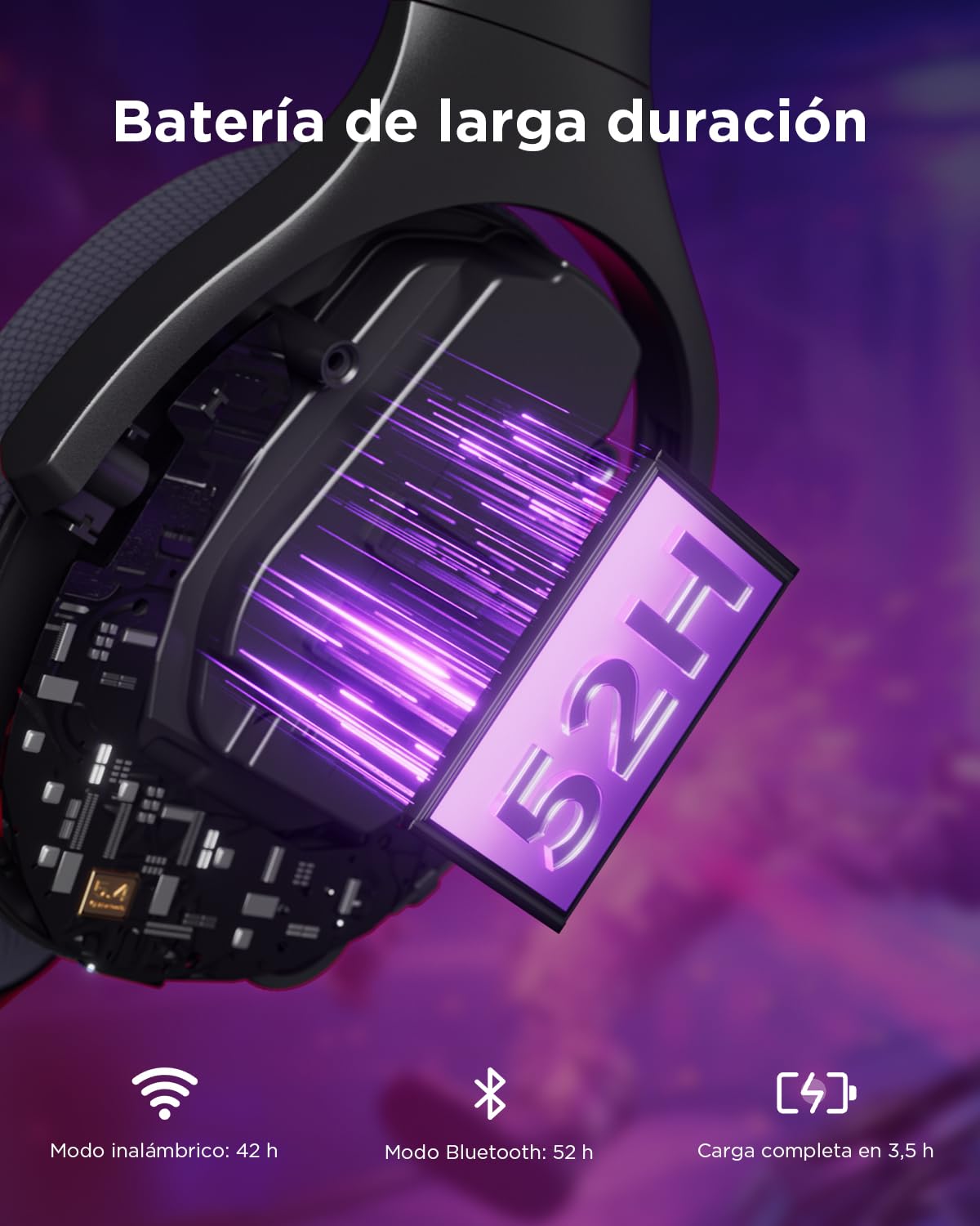 Lenovo Legion H410 - Auriculares Inalámbricos Gaming (Giratorios 90°, Ajustables, Receptor USB-A, BT 5.2, Compatible con PC, Legion Go Series, Otras Consolas) Negro