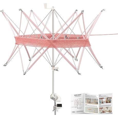 Pink Yarn Umbrella Swift for Knitting Enthusiast, No Assembly Required