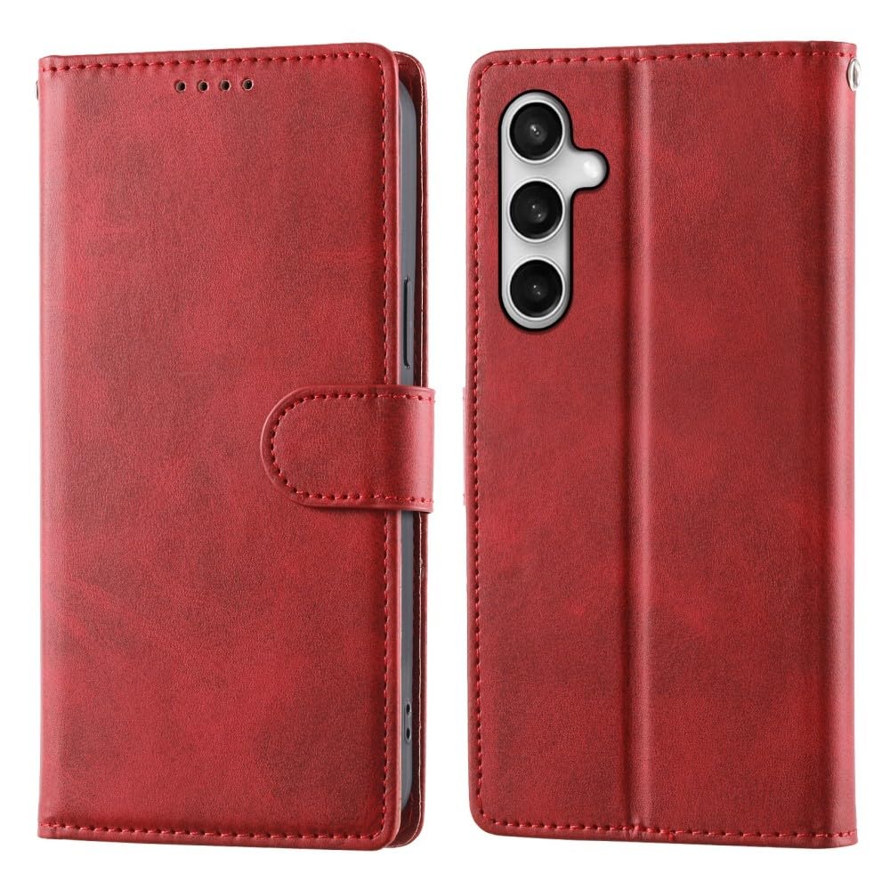 Generic Compatible avec Samsung Galaxy S10e (couleur : rouge) Étui portefeuille en cuir uni de qualité supérieure à rabat magnétique